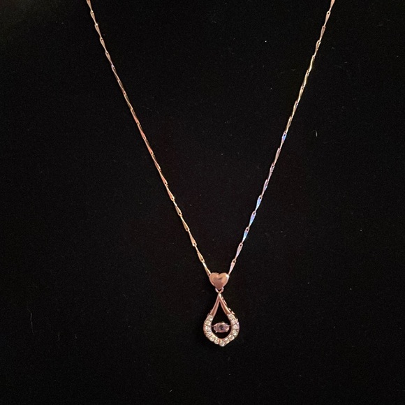 Silver stamped 925 rose gold tone tear drop necklace NIB - Picture 2 of 10